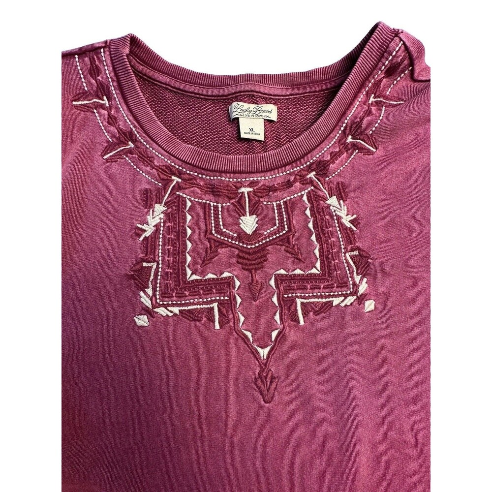 Lucky Brand Southwest Embroidered Lightweight Pullover Sweatshirt Size XL